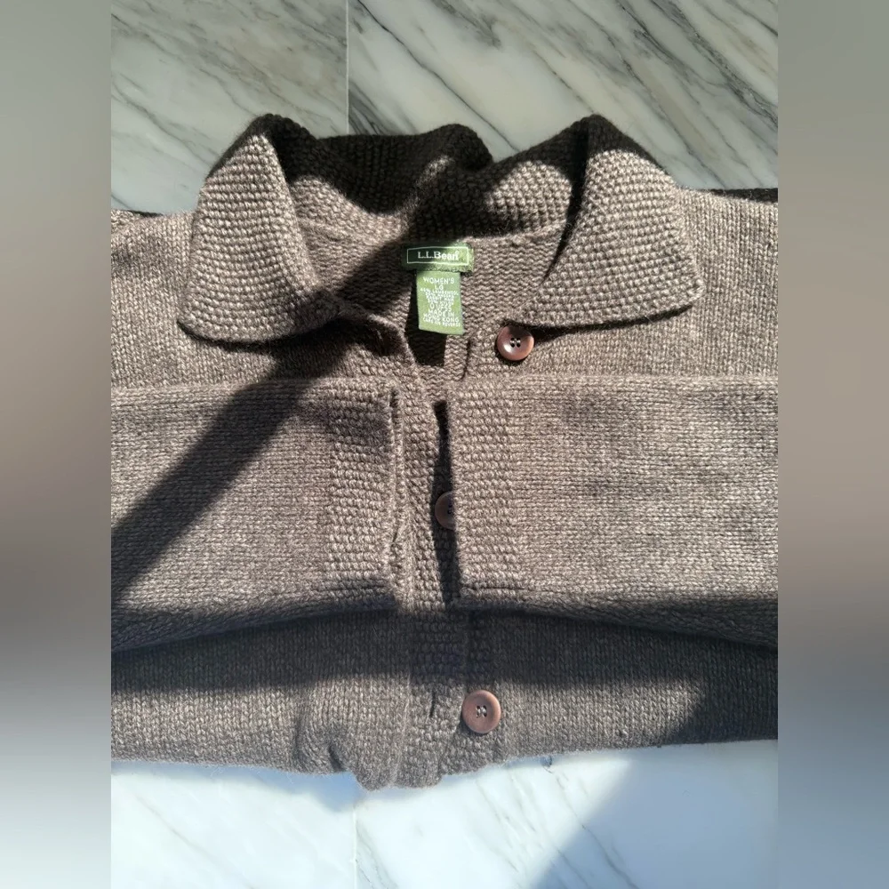 L.L. Bean Women's Dark Charcoal Button-Up Collar Cardigan - Picture 10 of 12